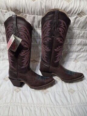TANNER MARK WOMEN’S Classic Brown Calf Cowgirl Boots Snip toe Size 7.5